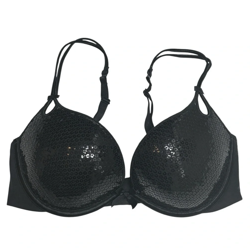 {Victoria's Secret} "Sexy Little Things" Black Full Sequin Bra - Picture 1 of 4